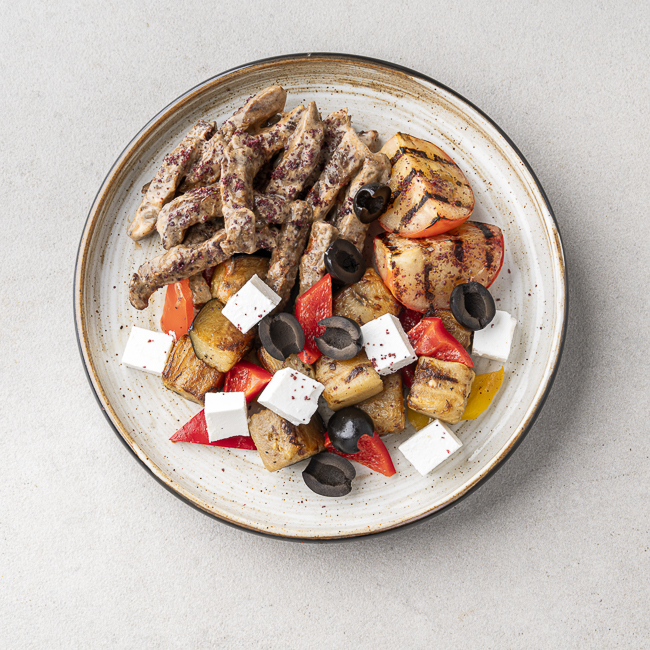 Beef Gyro Bowl with Feta & Garlic Yogurt